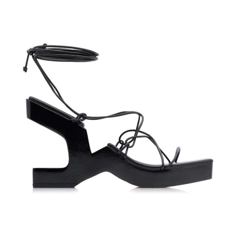 Cult Gaia Kara Black Platform Heeled Sandals 38/8 WORN ONCE